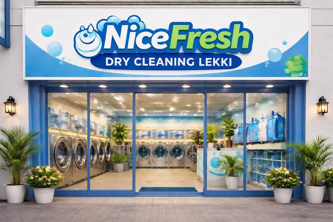 The NiceFresh Dry Cleaning shopfront in Lekki